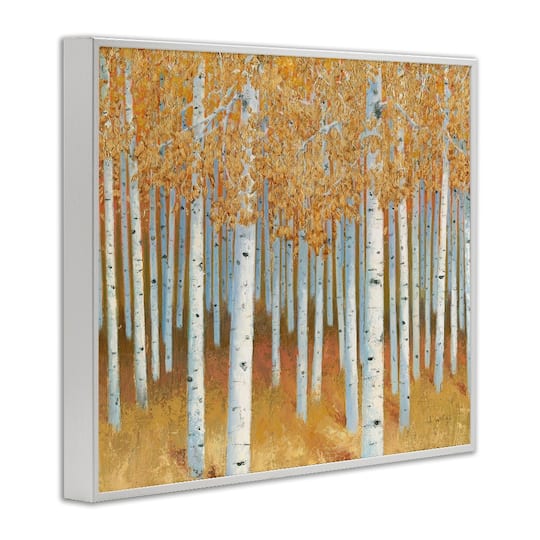 Stupell Industries Autumn Leaves Birch Tree Landscape Rustic Forest Framed Giclee Art